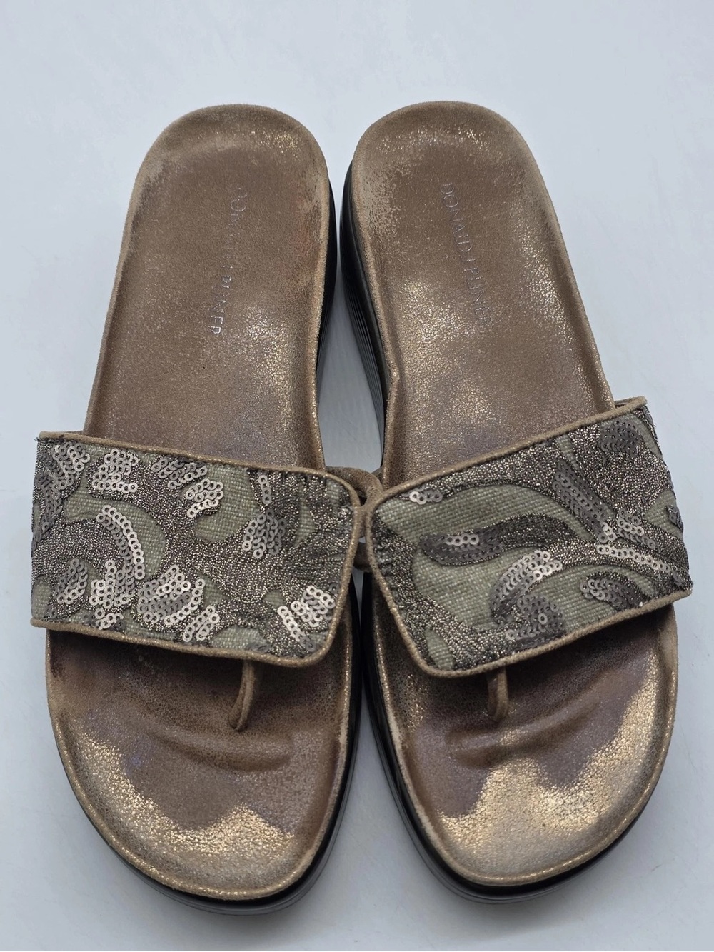 Women's Bronze Sequin Slide Sandals